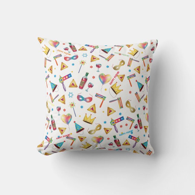 Purim Festival Kids Party Cute Clown Carnival Throw Pillow (Front)