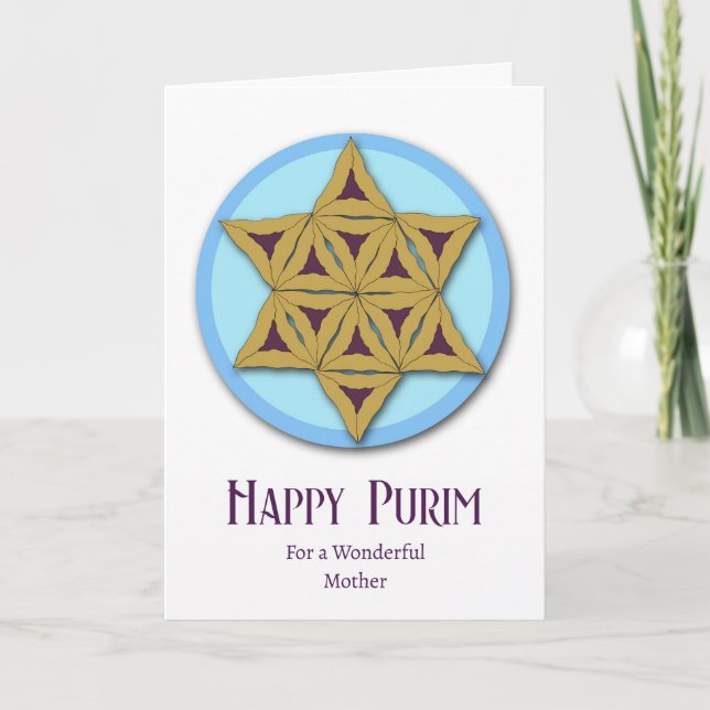 Purim for Mother Hamantaschen Magen David Card (Front)