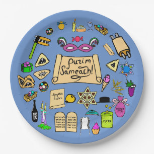 Purim Gatherings Paper Plates - Customizable