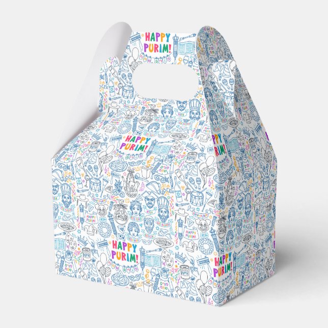 Purim Hamantaschen Party Favor Boxes - Jewish Gift (Front Side)