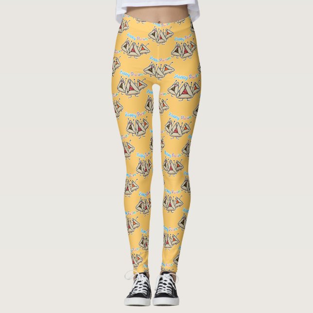 Purim hamantaschen pastry Sameach Oznei Haman Leggings (Front)