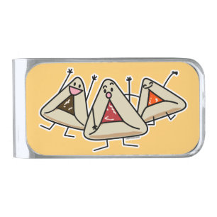 Purim hamantaschen pastry Sameach Oznei Haman Silver Finish Money Clip
