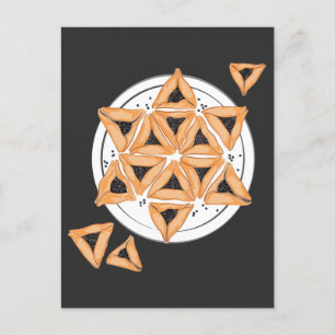 Purim Hamantash Hamantaschen Jewish Star Postcard