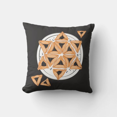 Purim Hamantash Hamantaschen Jewish Star  Throw Pillow