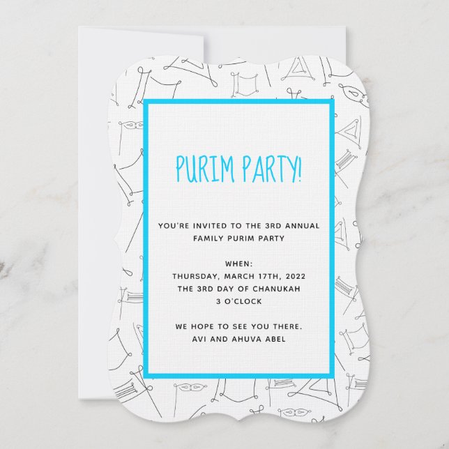 Purim Invitation (Front)