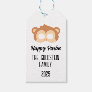 Purim monkey mask masquerade costume gift tags