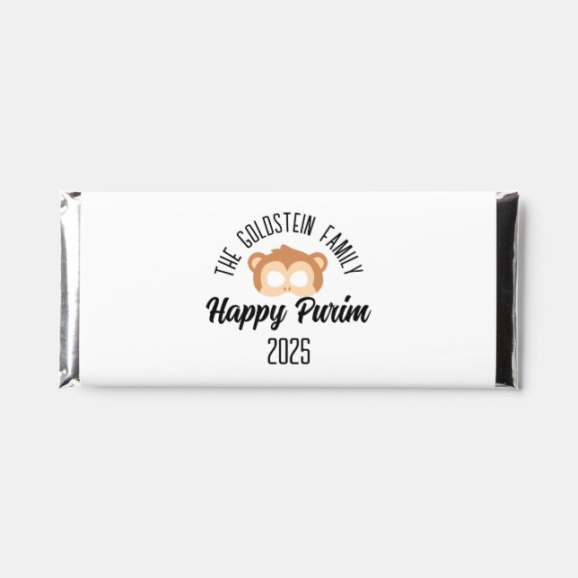 Purim monkey mask masquerade costume hershey bar favors (Front)