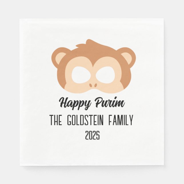  Purim Monkey mask masquerade costume Napkins (Front)