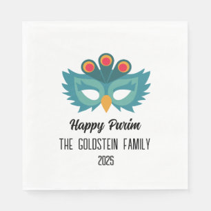 Purim owl mask masquerade costume Family Name Napkins