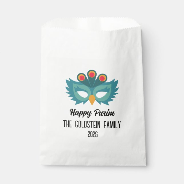 Purim owl mask masquerade costume favor bag (Front)