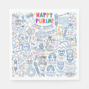 Purim Party Napkins - Festive Jewish Designs 