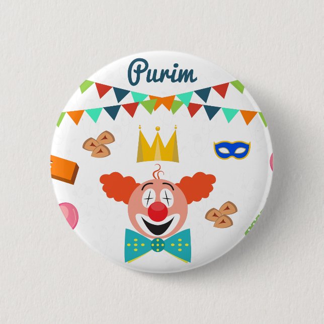 purim pinback button (Front)