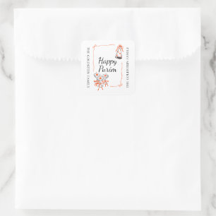 Purim Red Bows Part Hat Drinks Mishloach Manot  Square Sticker