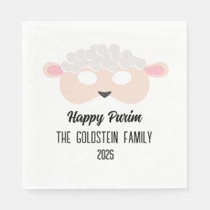 Purim sheep mask masquerade costume family name napkins