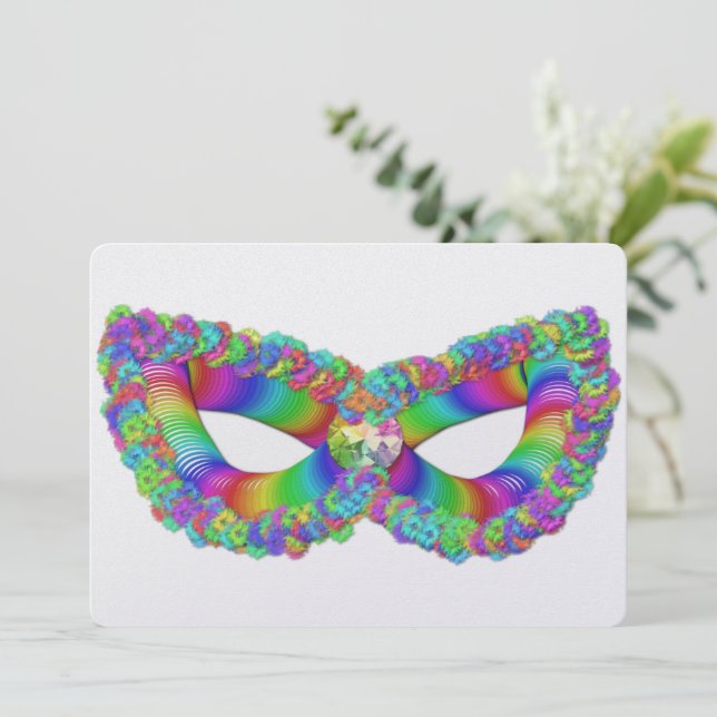 Purim Vashti's mask floral queen crown flat Holiday Card (Standing Front)