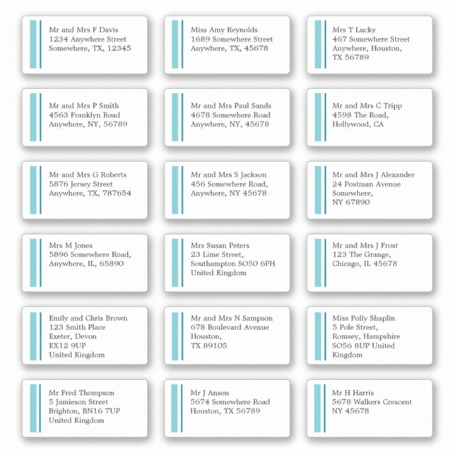 Purist Blue Line Individual Name Address Shipping Sticker (Front)