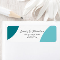 Purist Blue Teal Wedding Return Name Address Label
