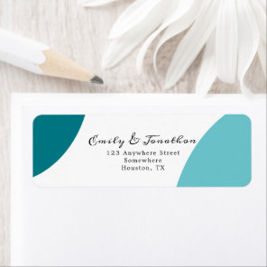 Purist Blue Teal Wedding Return Name Address Label