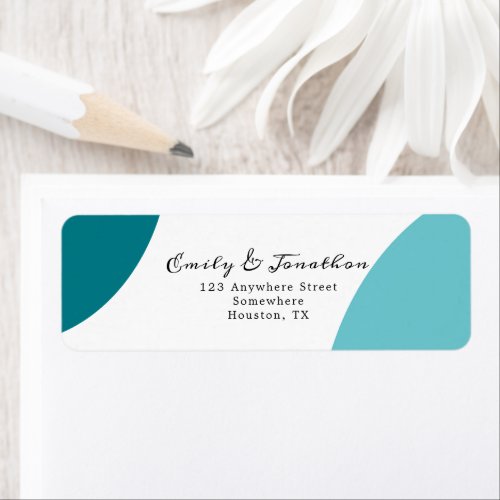 Purist Blue Teal Wedding Return Name Address