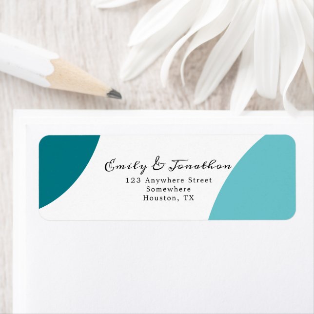 Purist Blue Teal Wedding Return Name Address Label (Insitu)