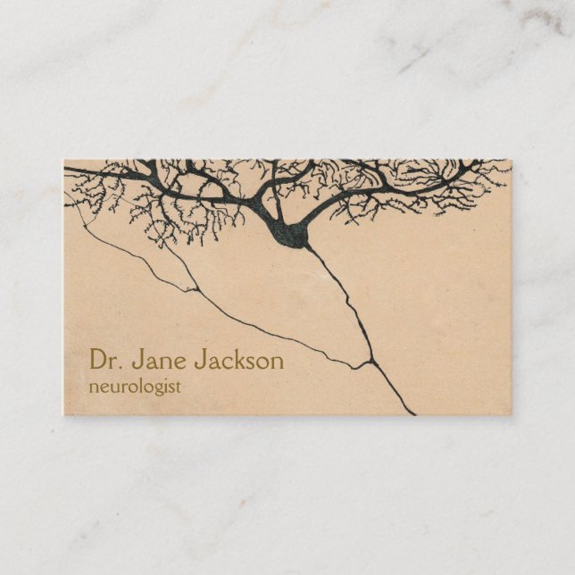 Purkinje Neuron Drawing - Sepia Neurologist Business Card (Front)