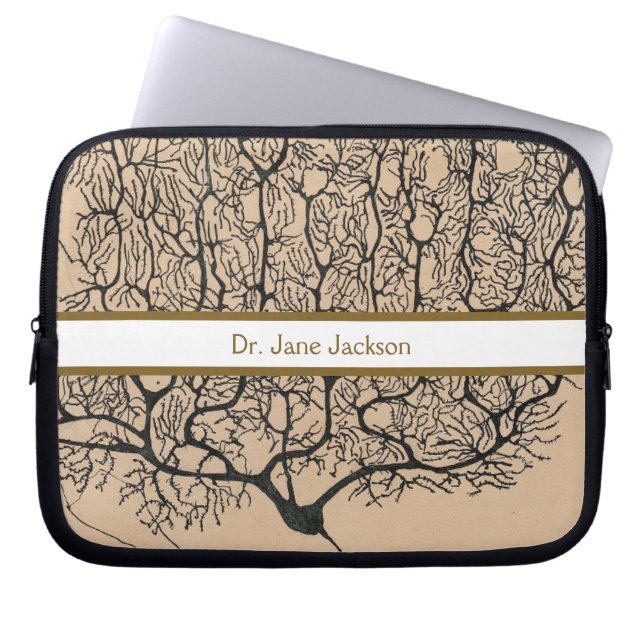 Purkinje Neuron Drawing - Stripe Doctor Name Laptop Sleeve (Front)