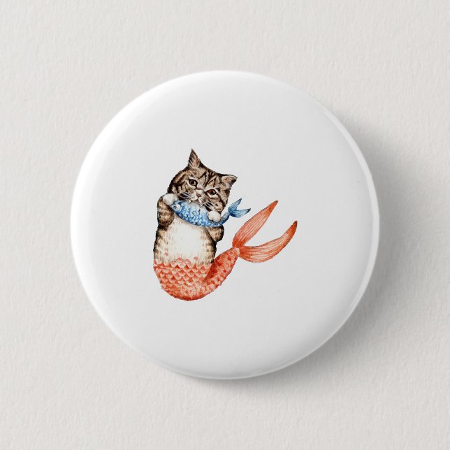 Purmaid Cat Mermaid Button (Front)