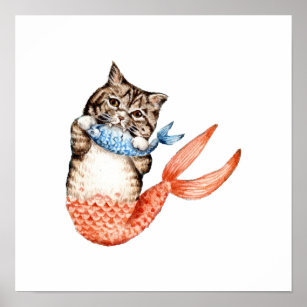 Vintage Metal Sign Cat Mermaid Retro Tin Sign Decorative Wall Decor Prints in a sea of Fish be a purrmaid Vintage Metal Sign Cat Mermaid Retro Tin Sign Decorative Wall Decor Prints in a sea of Fish be a purrmaid