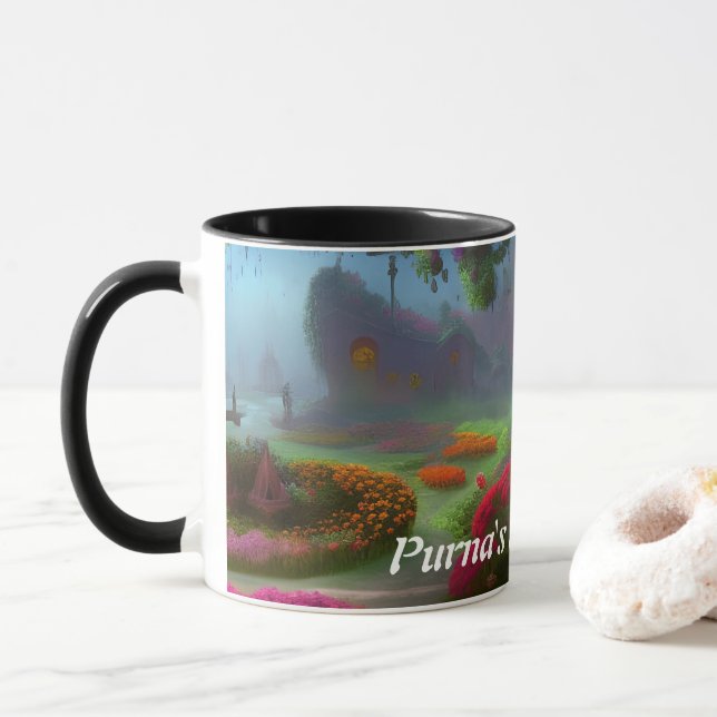 Purna's Morning Tea Personalized Customizable Mug (With Donut)