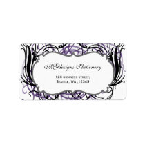 purp, black and white Chic Business address labels