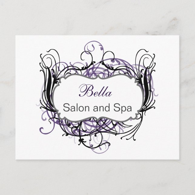 purp black and white Chic Business Thank You Cards (Front)