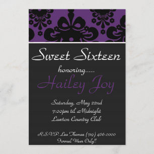 purpblack copy, Sweet Sixteen, honoring....., H... Invitation