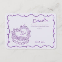 Purpl Bow Retro Heart Coquette Cake Details Insert