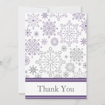 purpl gray snowflakes mod winter wedding Thank You Invitation