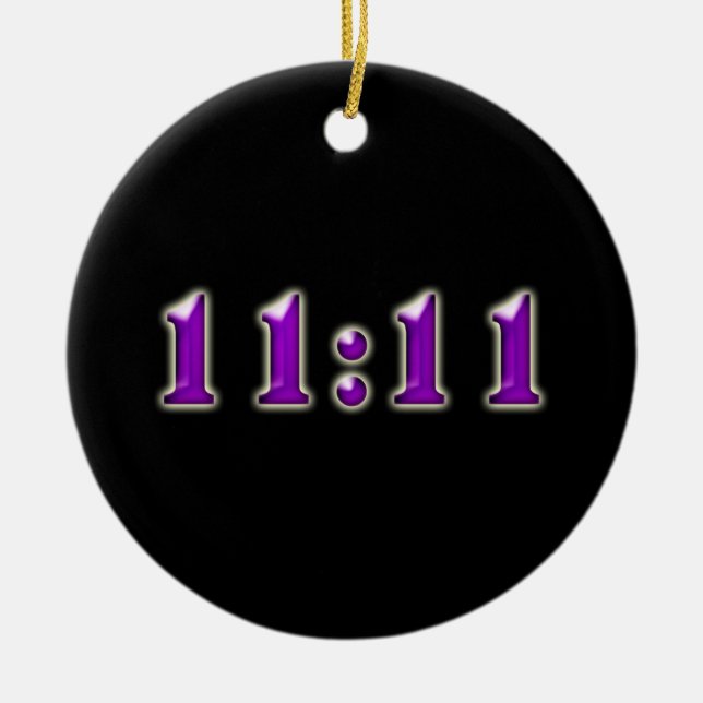Purple 11:11 Numbers Ceramic Ornament (Front)