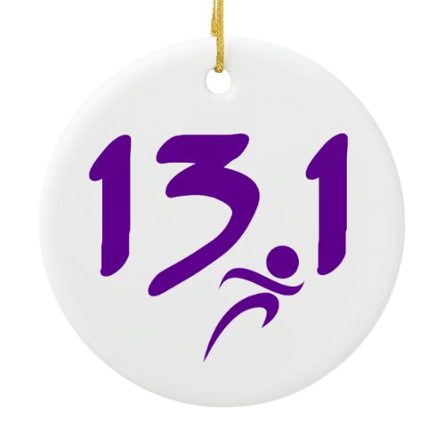 Purple 13.1 half-marathon ceramic ornament