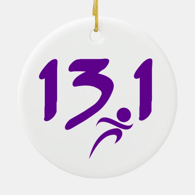 Purple 13.1 half-marathon ceramic ornament (Back)