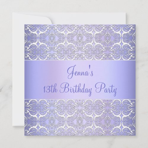 Purple 13th Birthday Party Invitation Purple 13th