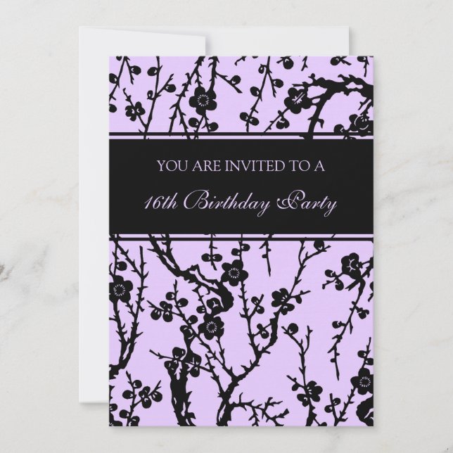 Purple 16th Birthday Party Invitations (Front)