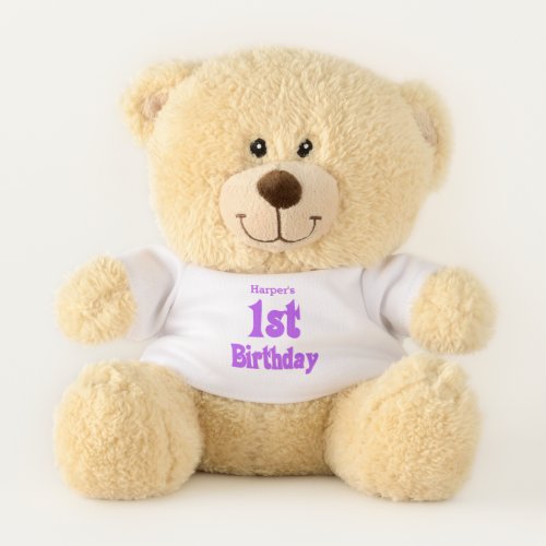 Purple 1st Birthday Personalized From Grandparents Teddy Bear