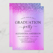 Purple 2022 Graduation Party Glitter Invitation (Front/Back)
