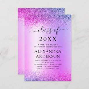 Purple 2022 Graduation Party Glitter Invitation