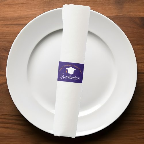 Purple 2024 Graduation Custom High School Party Napkin Bands