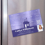 Purple 2025 Calendar Realtor Photo QR Code Magnet<br><div class="desc">Present your best self to your clients and make sure they remember you year-round with this chic, elegant, 2025 calendar magnet card. A simple, modern 12 month calendar, a purple modern house icon, your custom qr code, personal photo and bold white typography on a purple band overlay a soft shimmer,...</div>