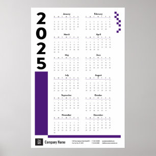Purple 2025 Corporate Wall Calendar Poster