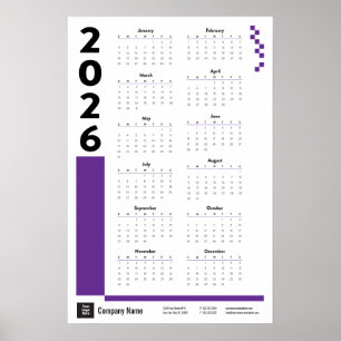 Purple 2026 Corporate Wall Calendar Poster