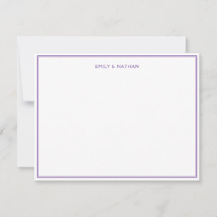 Purple 2 Border Couple Wedding Engagement Custom Note Card