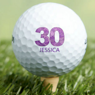 Purple 30th Birthday Golfer Gift 30 Years elegant Golf Balls