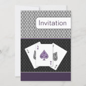 purple 3 aces vegas wedding invitation (Front)