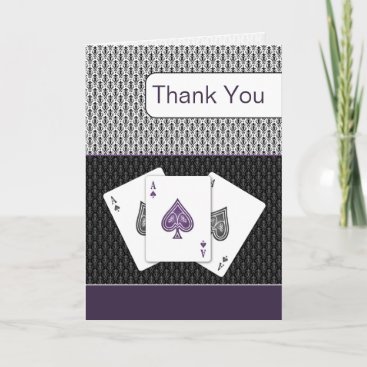 purple 3 aces vegas wedding Thank You cards